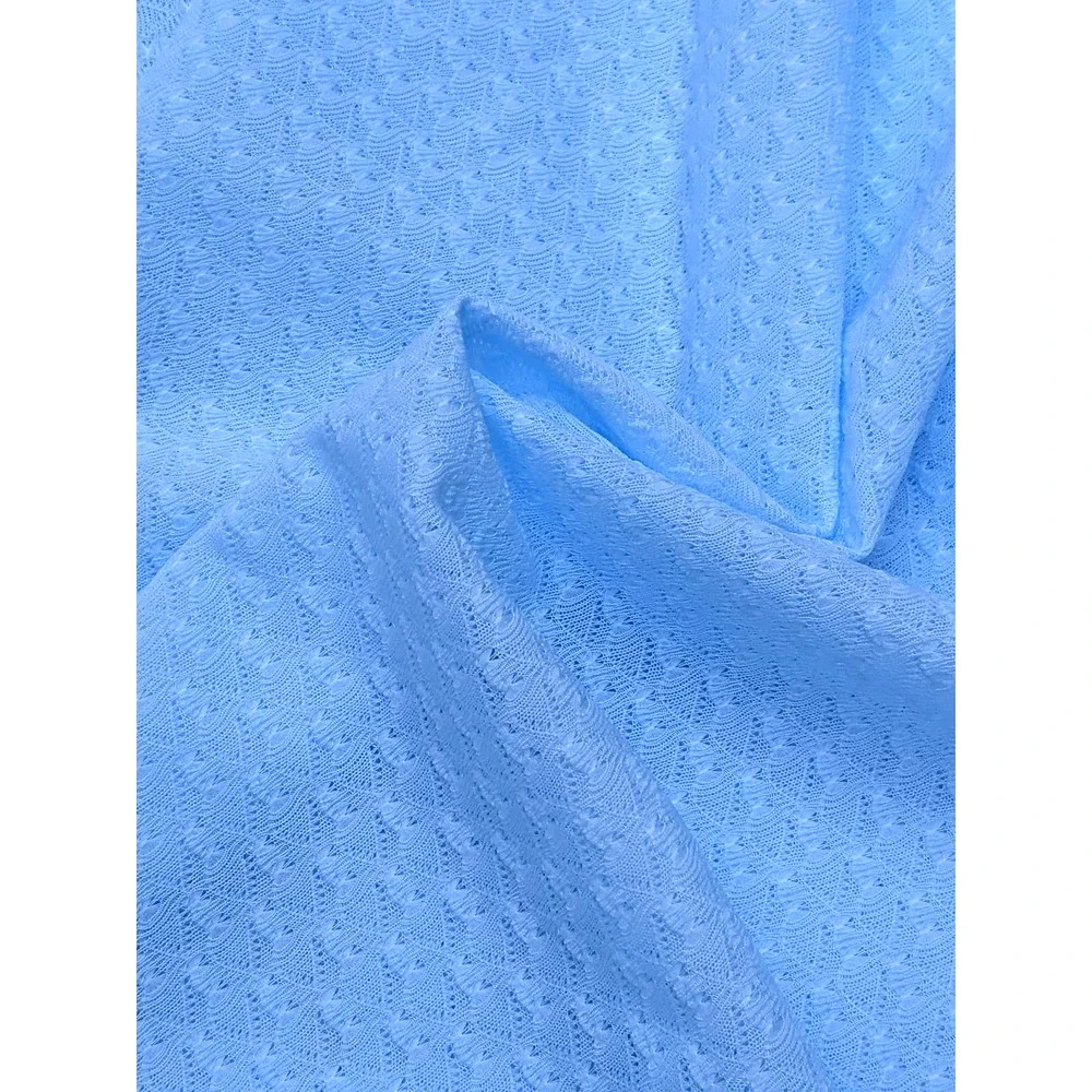 Vintage 60's 70's Pale‎ Blue Light Blue Lace Knit Poly Fabric for Dressmaking